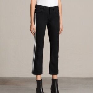 All Saints Women's Size 28 Black Heidi Striped Jeans Kick Flare